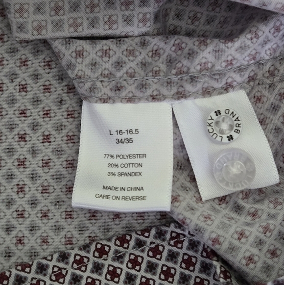 Lucky Brand Men's Large Classic Stretch Patterned Shirt - Picture 11 of 12